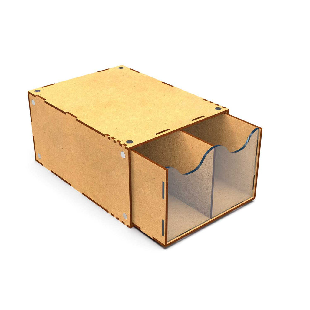 Stapelbares Schubladenmodul – 2 vertikale Schubladen (halbes Modul)