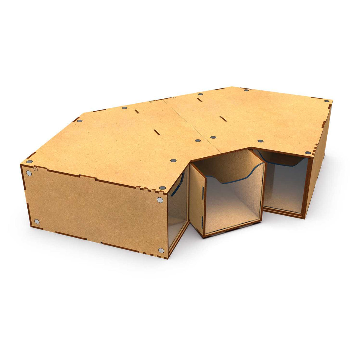 Stapelbares Hobby-Eckmodul mit 3 Schubladen
