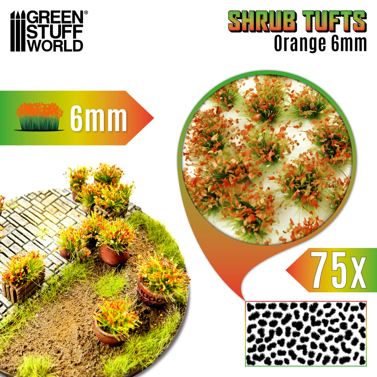 Unkrautbuschel Selbstklebend 6mm - Orange