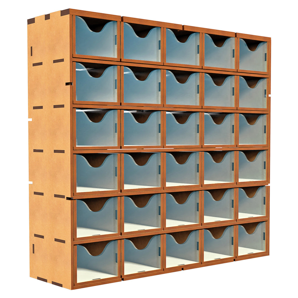 Vertikales MDF-Rack mit 30 Schubladen