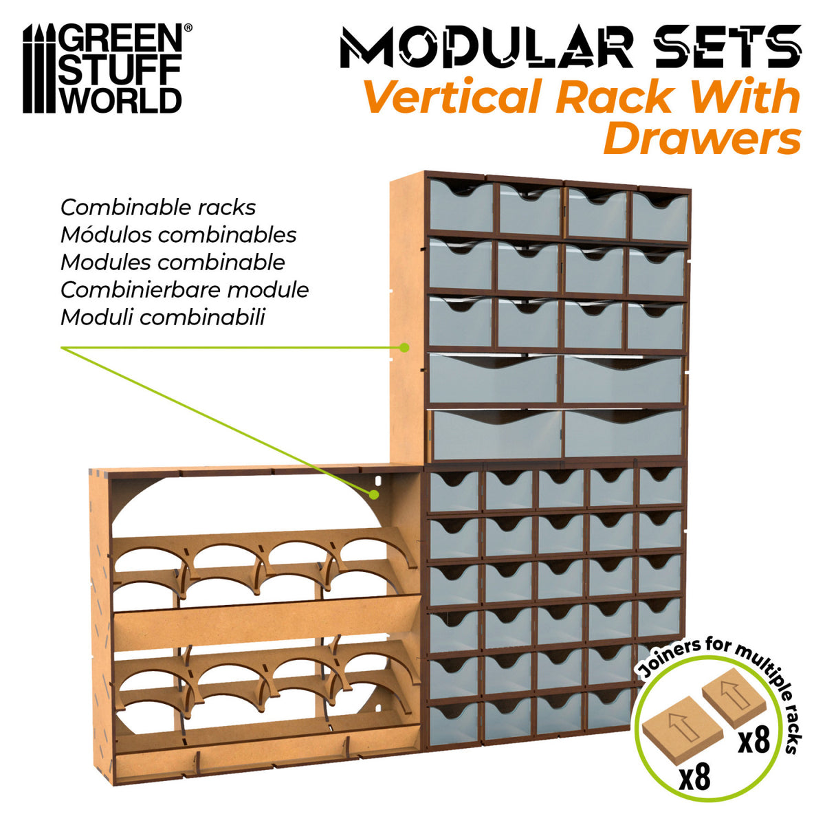 Vertikales MDF-Rack mit 30 Schubladen