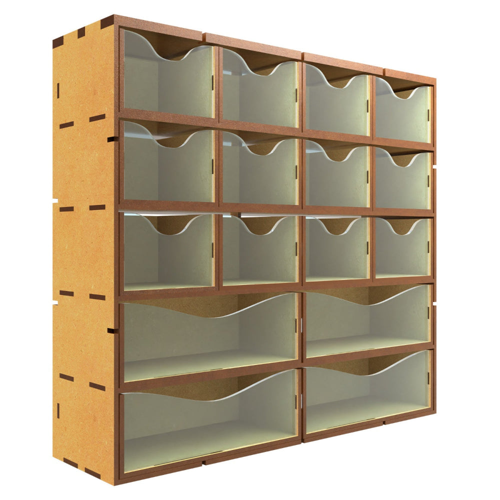 Vertikales MDF-Rack mit 16 Schubladen