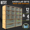 Vertikales MDF-Rack mit 16 Schubladen