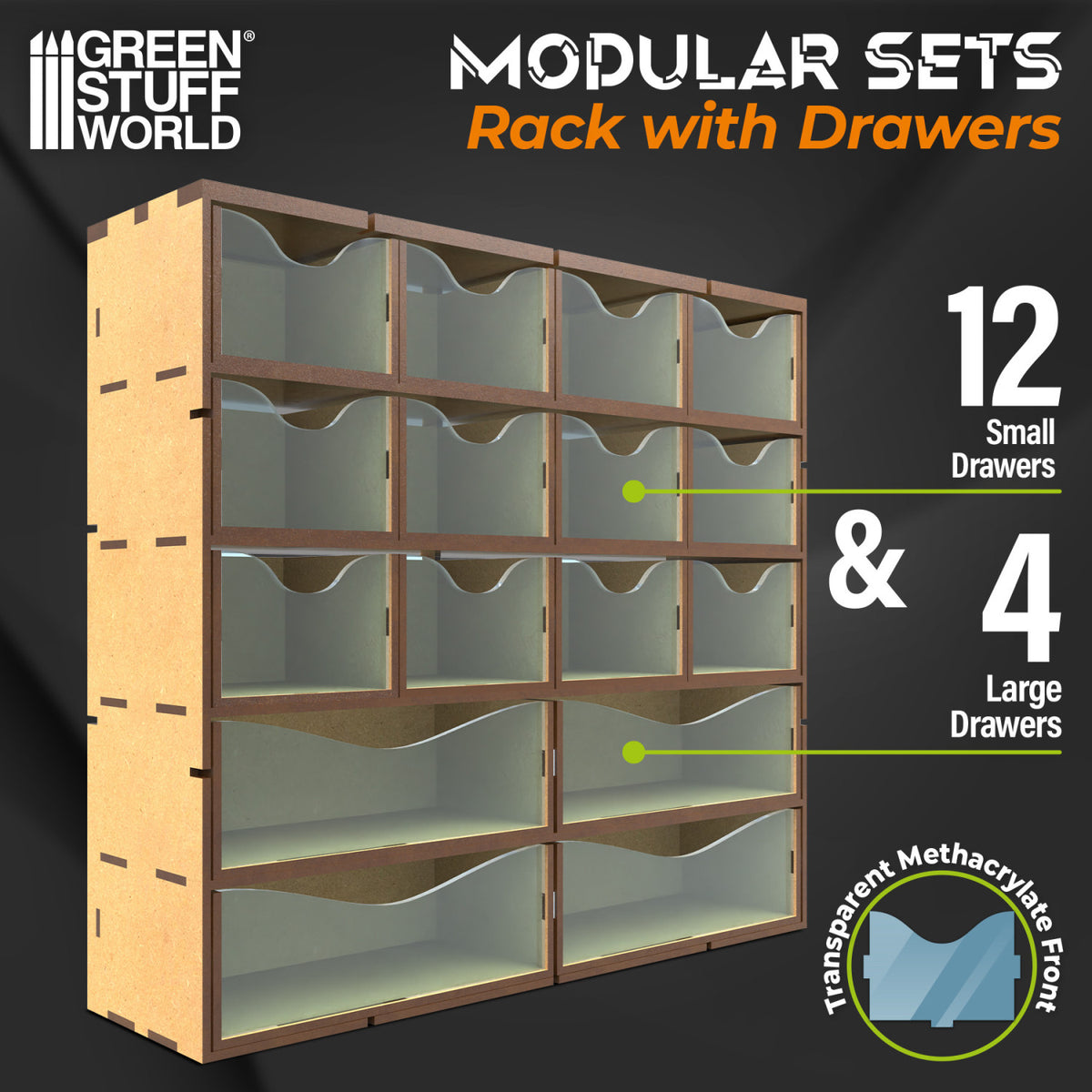 Vertikales MDF-Rack mit 16 Schubladen