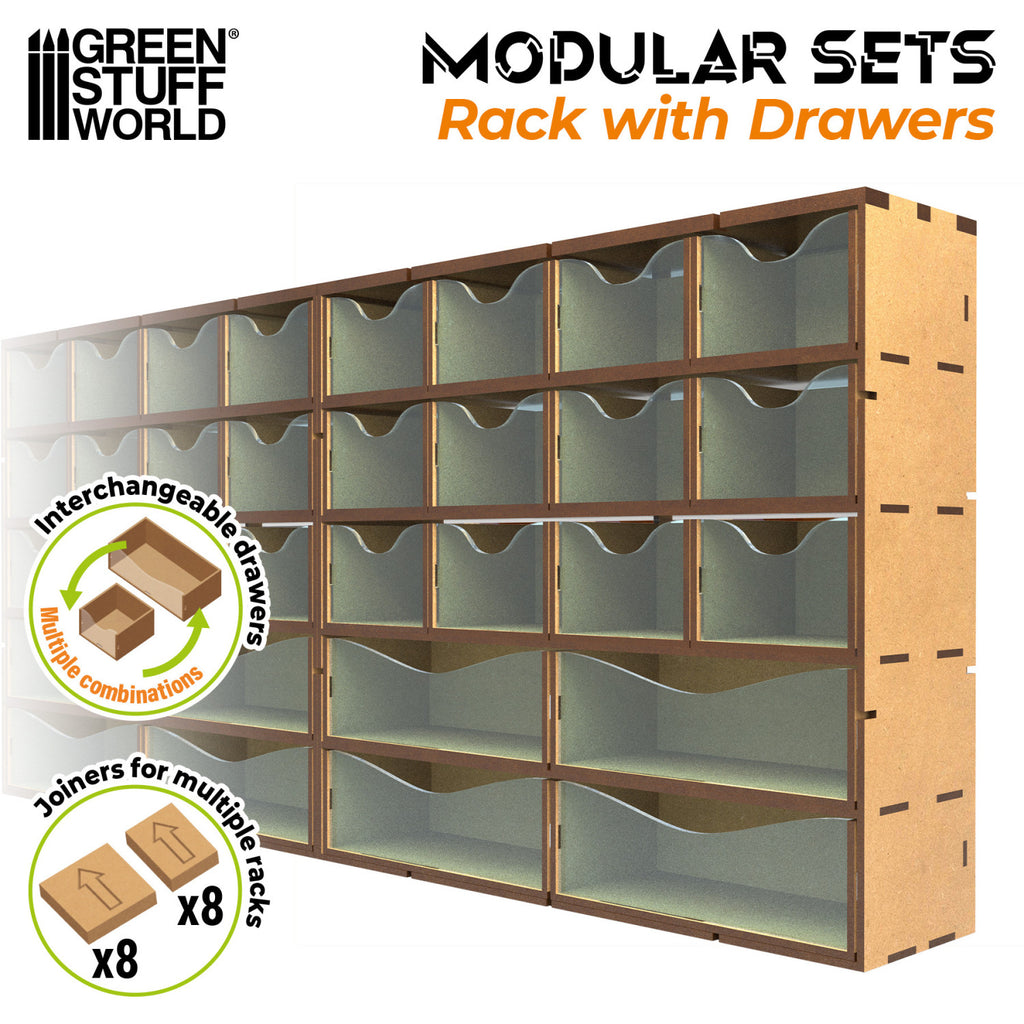 Vertikales MDF-Rack mit 16 Schubladen