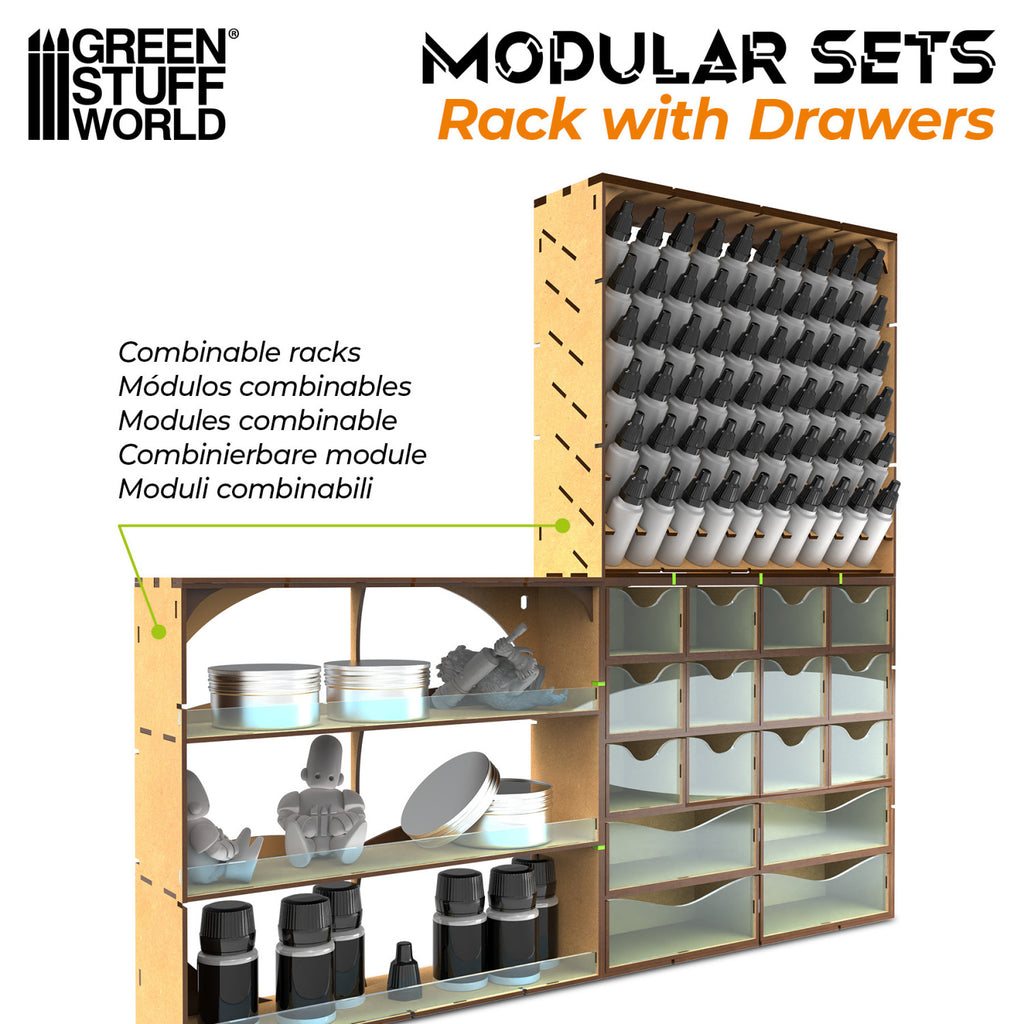 Vertikales MDF-Rack mit 16 Schubladen